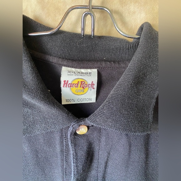 Hard Rock Cafe Singapore Vintage Faded Black Polo Shirt Y2K Cotton - Picture 3 of 6